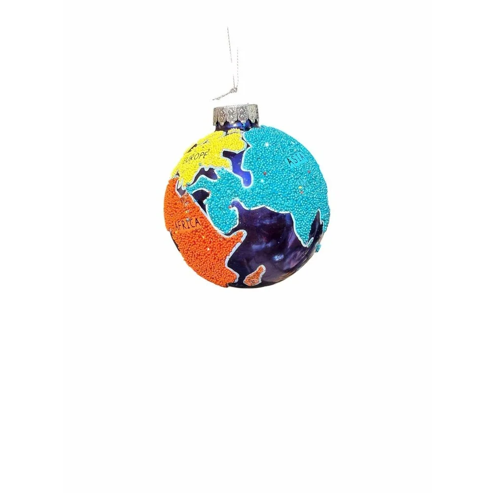 Holiday Lane World Traveler Color Beaded Globe Christmas Ornament